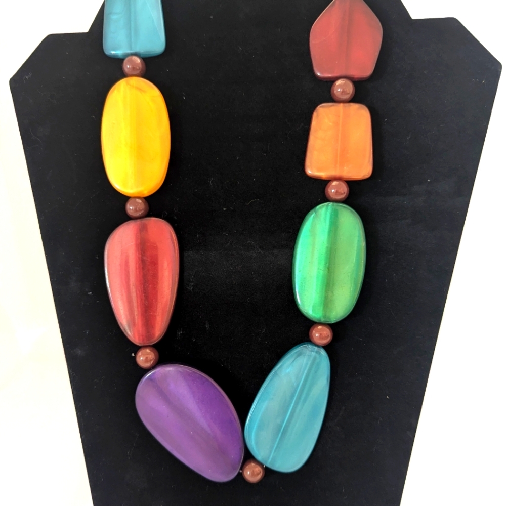 Rainbow Vibrant Multicolor Beaded Necklace